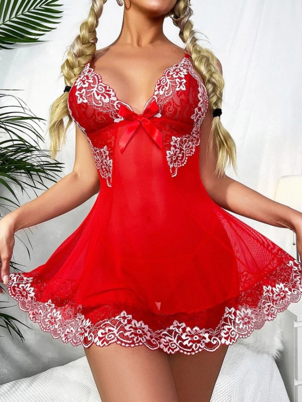 Women Sexy Lingerie Dress Floral Teddy Babydoll Lace Sleepwear Nightgown Dress